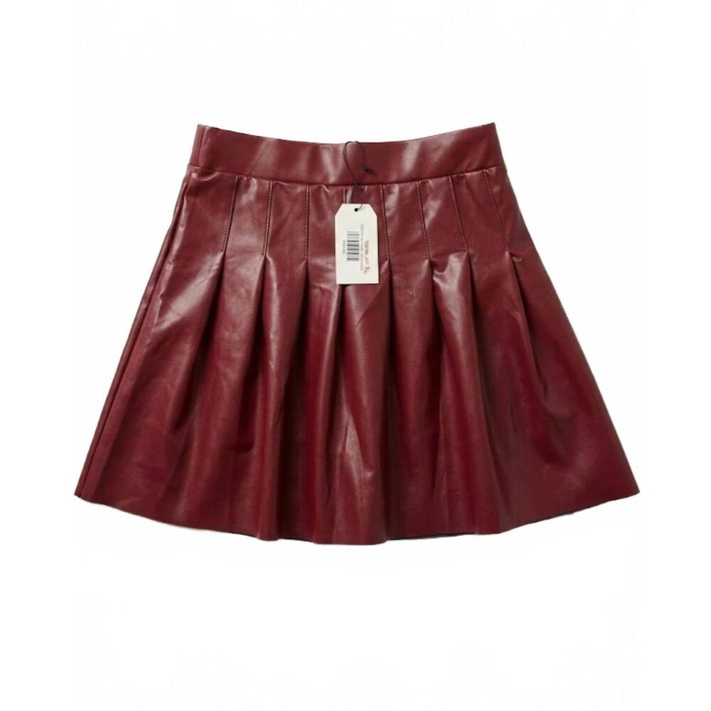 NEW TRACIES women's pleated polyurethane skirt in wine